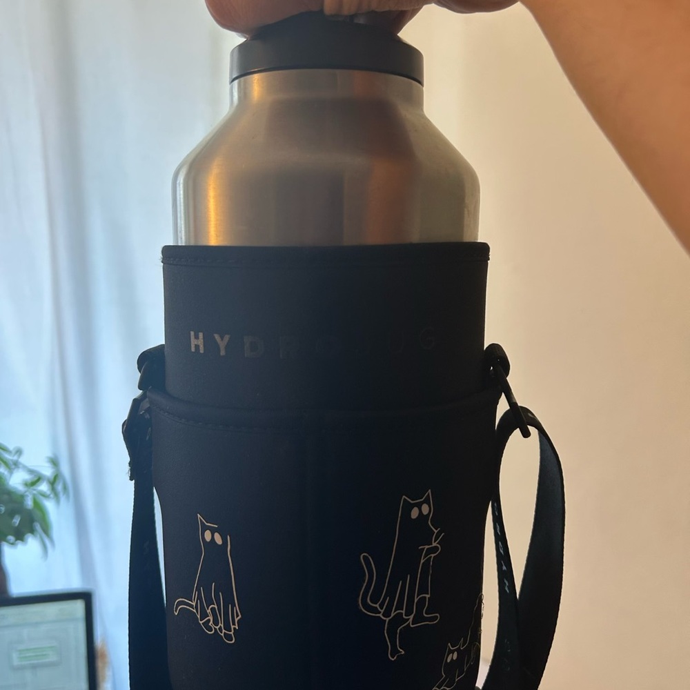 Hydro Flask with Black Cat Sleeve